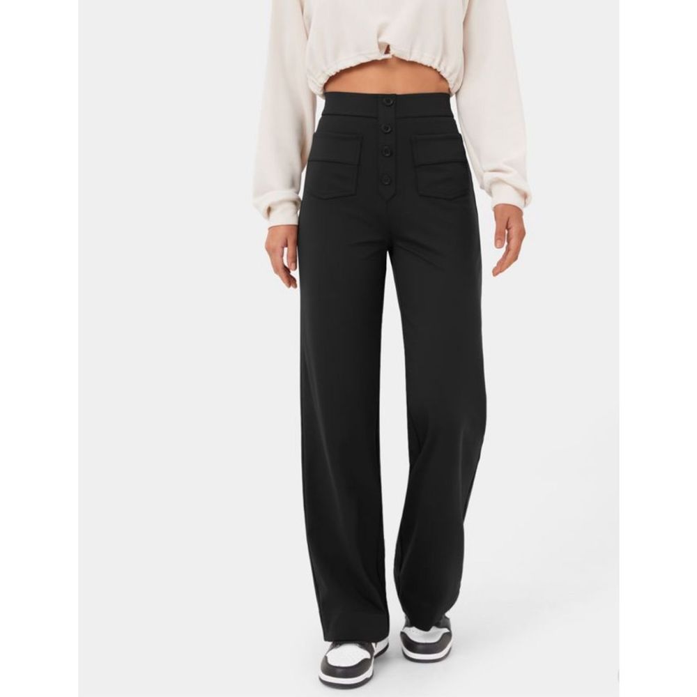 Halara High Waisted Straight Leg Pants Black Size M - Picture 1 of 10